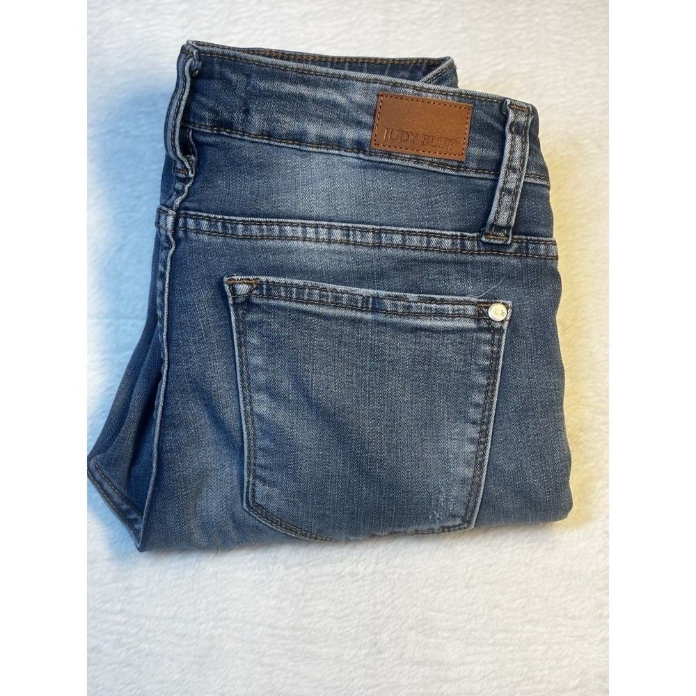 Judy Blue Jeans Womens 5/27 Skinny Fit Distressed Mid Rise Raw Hem
